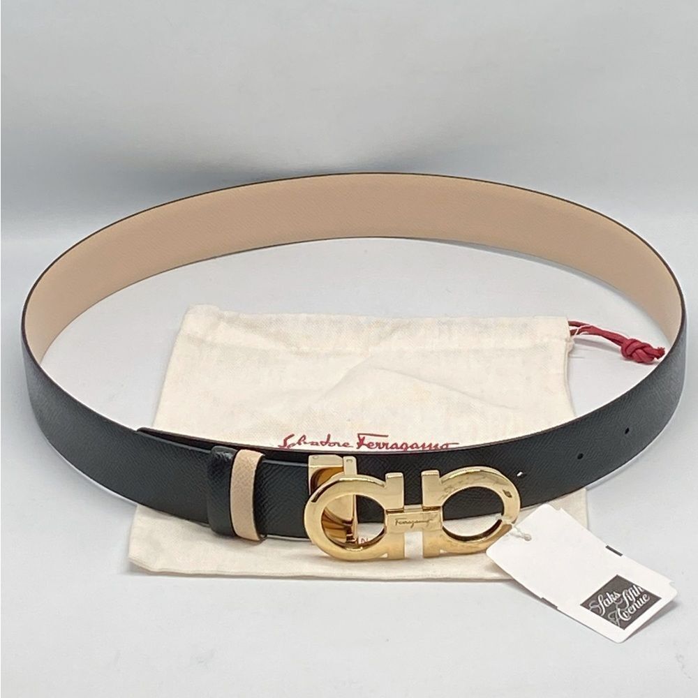 Salvatore Ferragamo Black and Gold Belt
